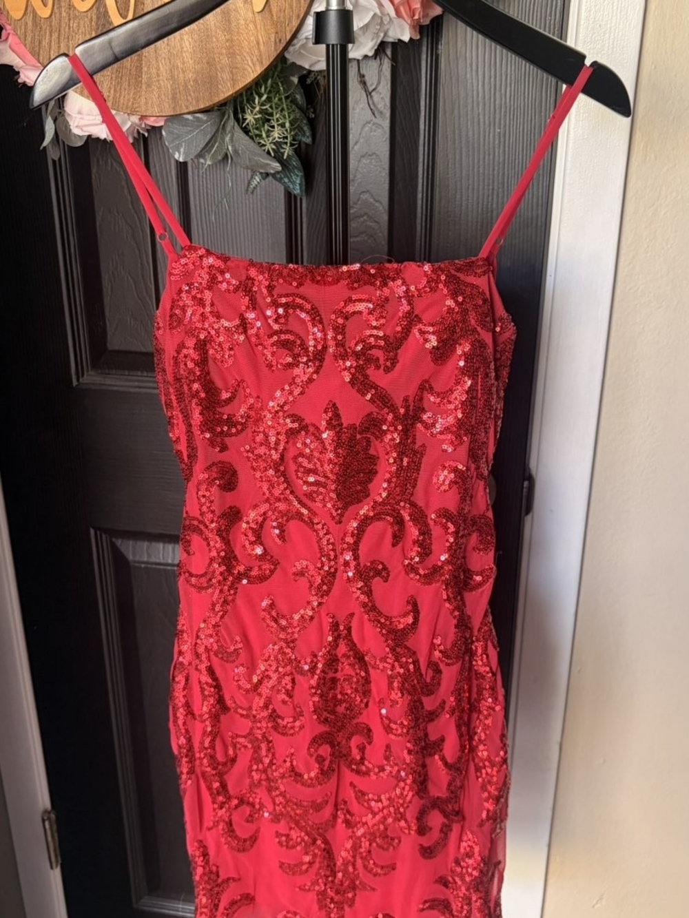 Red Sequin Spaghetti-Strap Women’s Dress